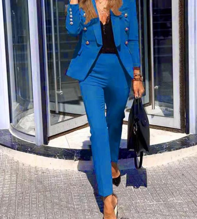 Conjunto casual de blazers com frente aberta, calça lápis vermelha, conjunto de manga comprida, jaqueta blazer para escritório, duas peças, traje feminino para escritório