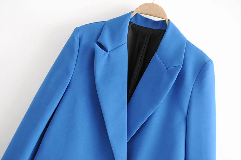 Blazer feminino chique de escritório TRZA, trespassado, vintage, casaco fashion, gola entalhada, manga comprida, agasalho feminino, tops estilosos