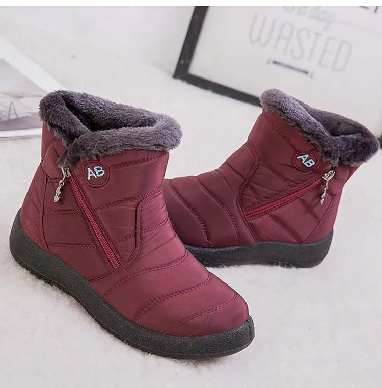 Botas de nieve para mujer, botas cómodas para mujer, zapatos impermeables para mujer, zapatos con cremallera, botas de invierno de piel suave para mujer, botas para mujer