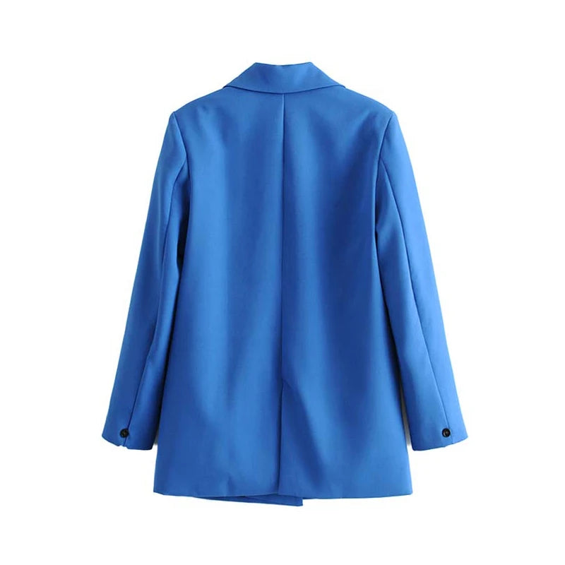 Blazer feminino chique de escritório TRZA, trespassado, vintage, casaco fashion, gola entalhada, manga comprida, agasalho feminino, tops estilosos