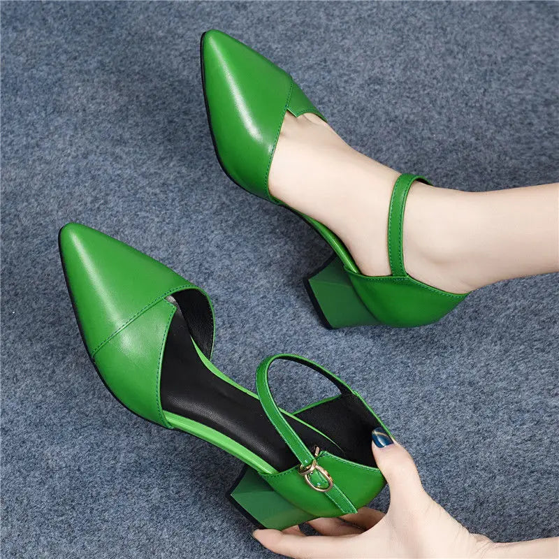 Cresfimix High Quality Classic Women Shoes Pink Square Heel Office Party Shoes Black Flocked Heel Zapato Tacon A5986