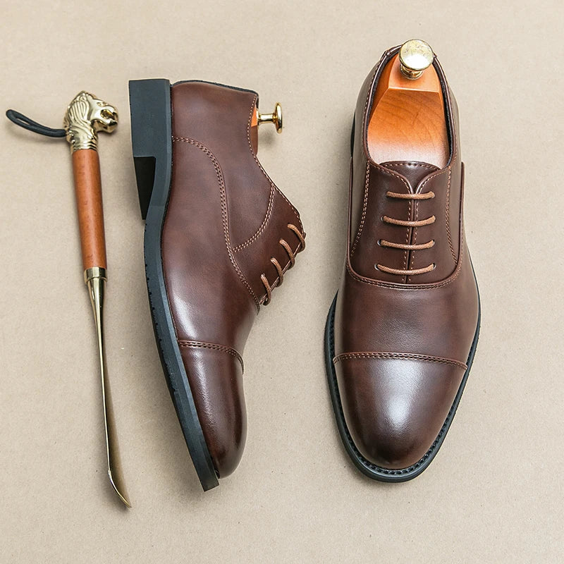 New Luxury Brand Men Leather Dress Shoes Comfortable Pointed Toe Men's Formal Shoes Black Casual Wedding Shoes