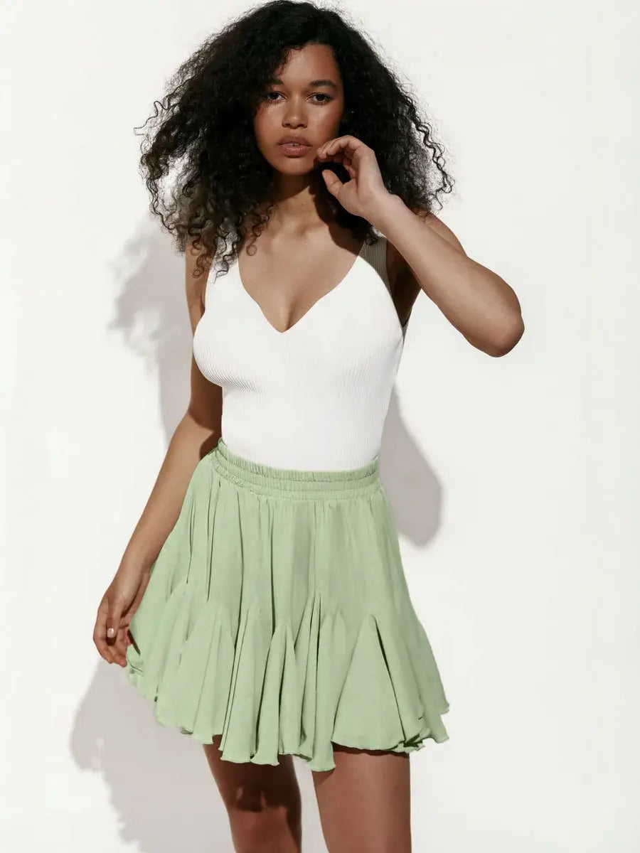 Wolfeel Verão Mini Saia Branca Cintura Alta Sexy Bonito Babados Vintage Saia Tênis Cintura Elástica Tutu Saias Curtas para Mulheres