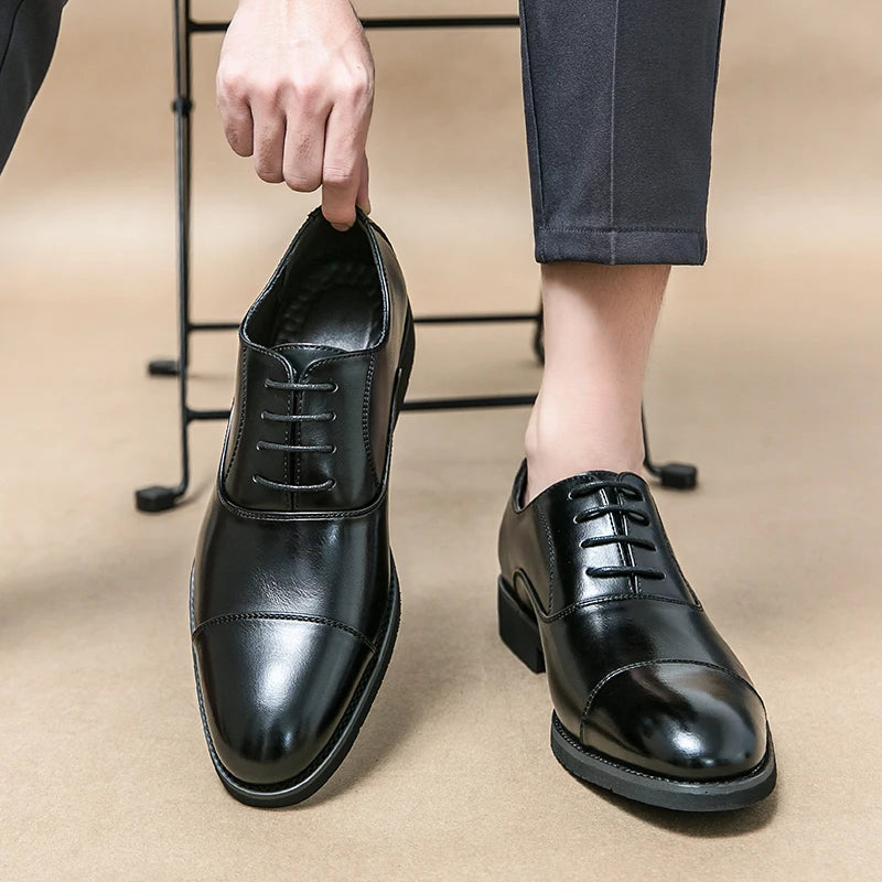 New Luxury Brand Men Leather Dress Shoes Comfortable Pointed Toe Men's Formal Shoes Black Casual Wedding Shoes