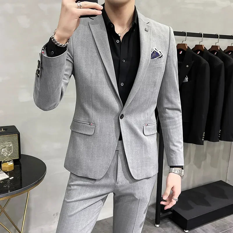 (Terno + Calças) Terno de Noivo de Duas Peças de Alta Qualidade, Casamento, Terno de Alta Qualidade, Negócios, Casual, Banquete, Tudo, Traje Homme De Luxe