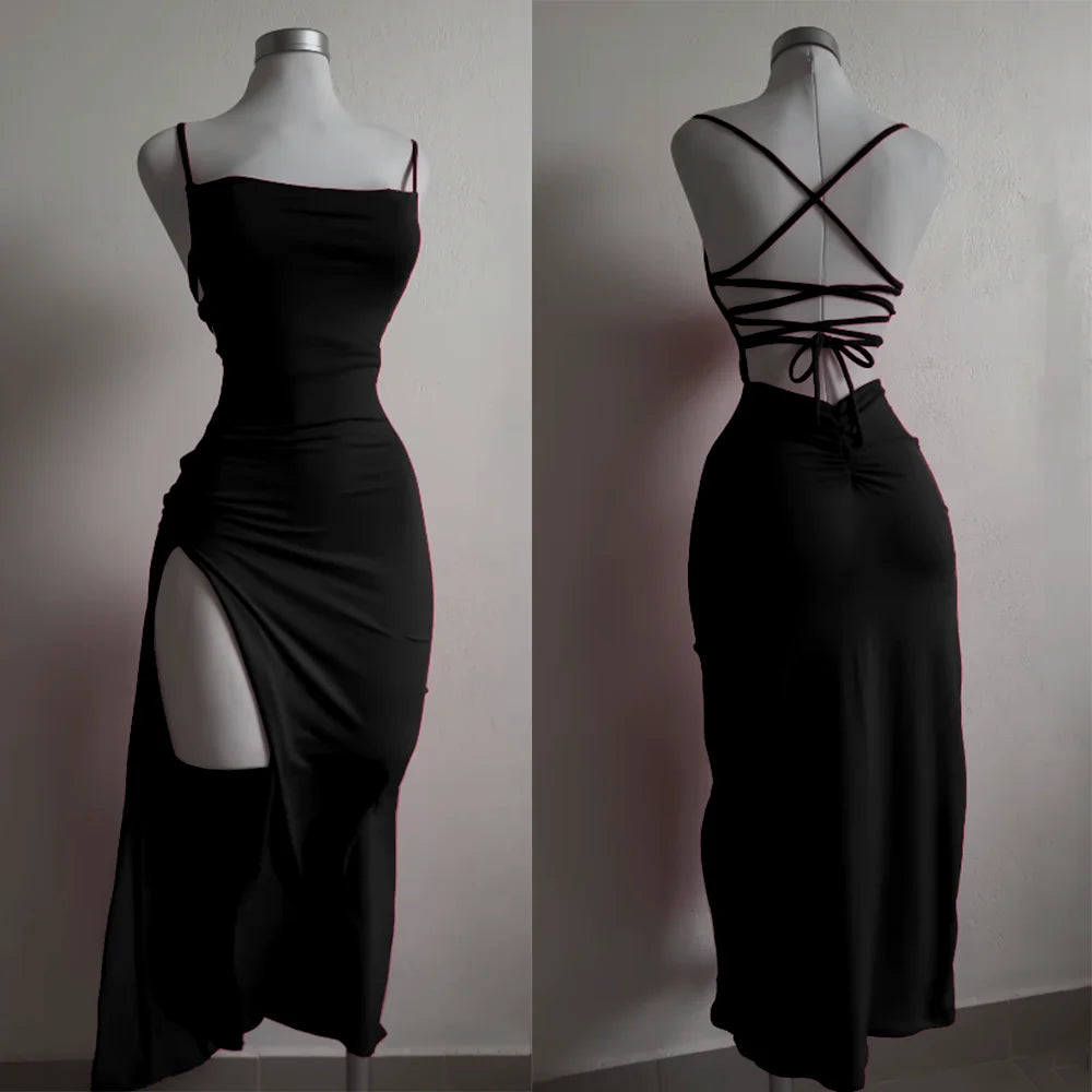 2024 explosive new dress summer high sensitivity halter strap Spice Girl bag hip dress