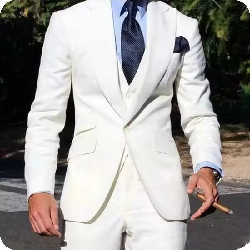 Elegant Wedding Suit Slim Fit Groom Tuxedo 3 Pieces Cheap Formal Men Suit (Jacket+Vest+Pants)