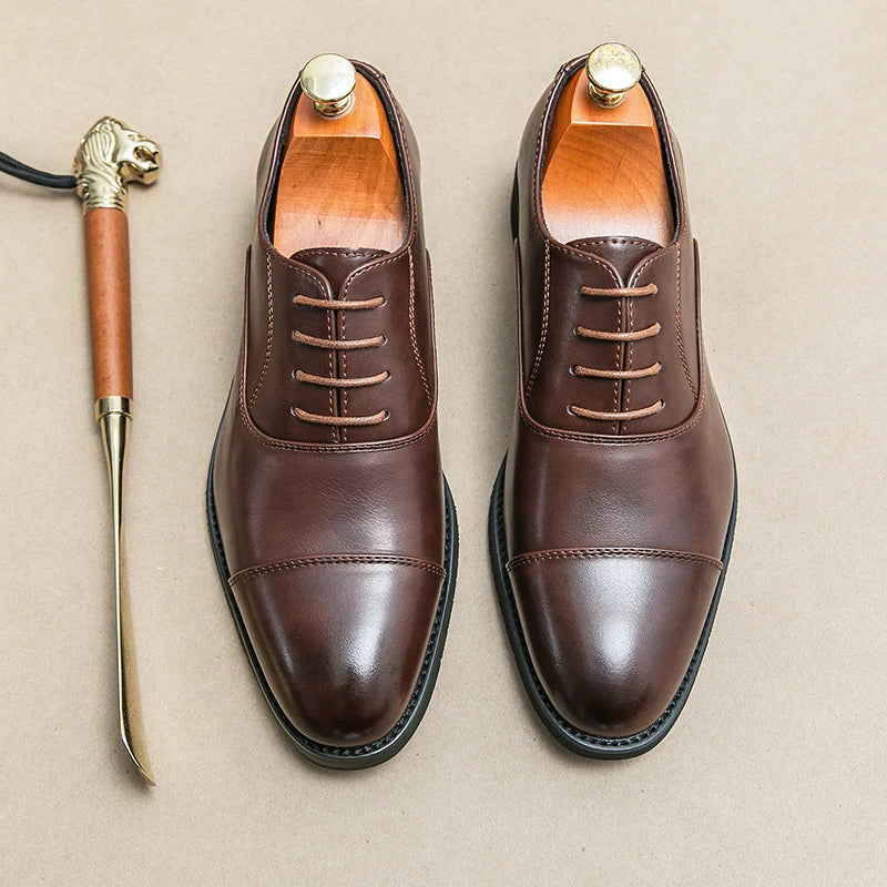 New Luxury Brand Men Leather Dress Shoes Comfortable Pointed Toe Men's Formal Shoes Black Casual Wedding Shoes