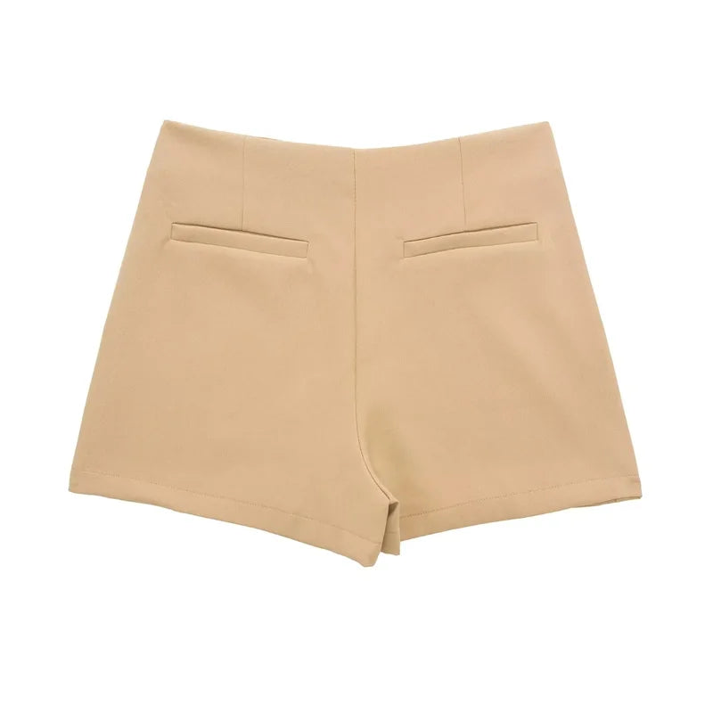 TRAF 2024 Falda pantalón asimétrica para mujer, minifalda negra de cintura alta, pantalones cortos informales tipo bermudas para mujer, faldas cortas de verano para mujer