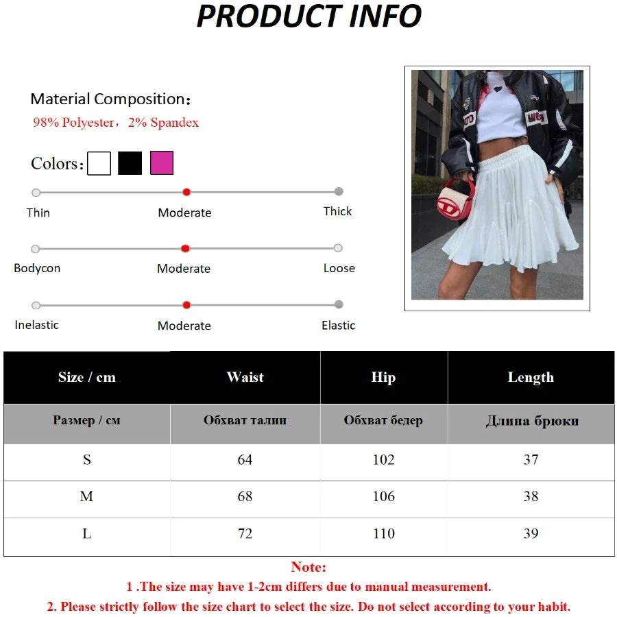 Wolfeel Verão Mini Saia Branca Cintura Alta Sexy Bonito Babados Vintage Saia Tênis Cintura Elástica Tutu Saias Curtas para Mulheres