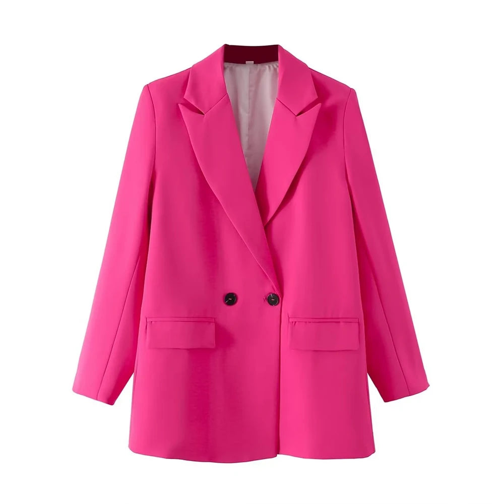 Blazer feminino chique de escritório TRZA, trespassado, vintage, casaco fashion, gola entalhada, manga comprida, agasalho feminino, tops estilosos
