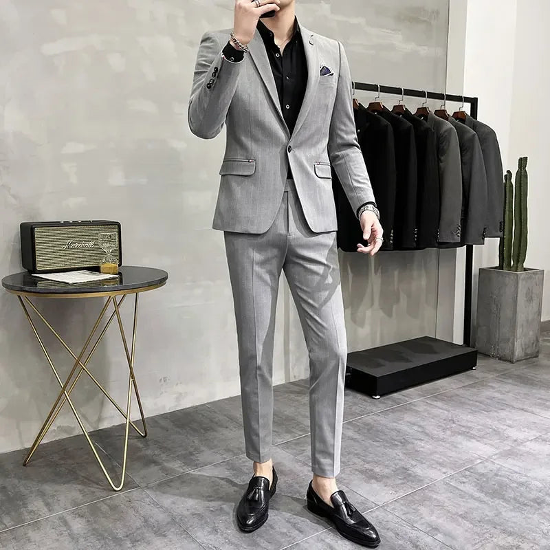 (Terno + Calças) Terno de Noivo de Duas Peças de Alta Qualidade, Casamento, Terno de Alta Qualidade, Negócios, Casual, Banquete, Tudo, Traje Homme De Luxe