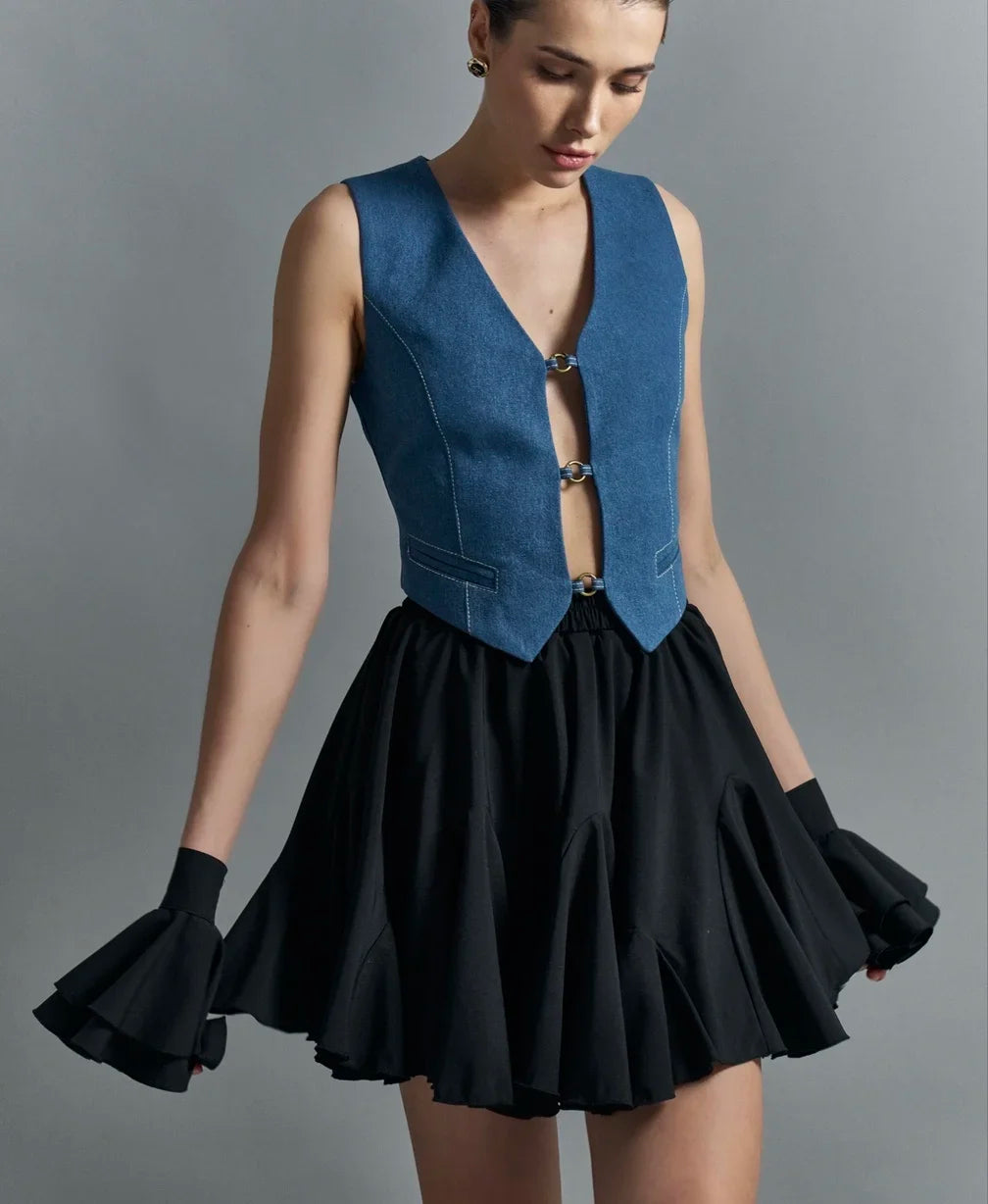 Wolfeel Verão Mini Saia Branca Cintura Alta Sexy Bonito Babados Vintage Saia Tênis Cintura Elástica Tutu Saias Curtas para Mulheres