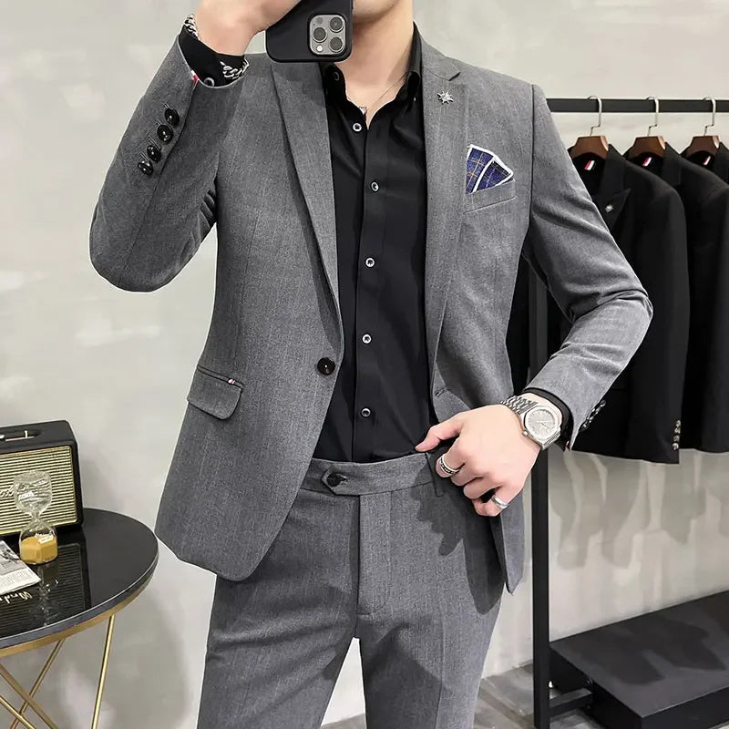 (Terno + Calças) Terno de Noivo de Duas Peças de Alta Qualidade, Casamento, Terno de Alta Qualidade, Negócios, Casual, Banquete, Tudo, Traje Homme De Luxe
