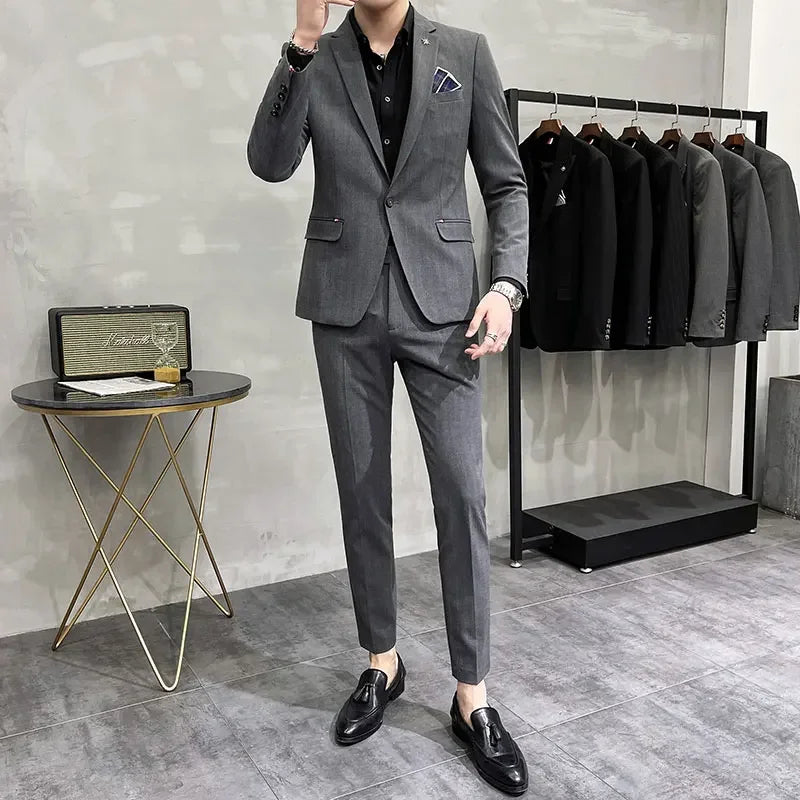 (Terno + Calças) Terno de Noivo de Duas Peças de Alta Qualidade, Casamento, Terno de Alta Qualidade, Negócios, Casual, Banquete, Tudo, Traje Homme De Luxe