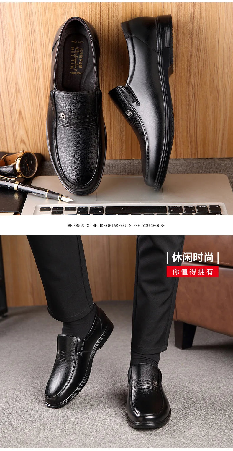 Zapatos formales de cuero de marca de lujo para hombre, mocasines transpirables sin cordones, color negro, talla grande 38-46