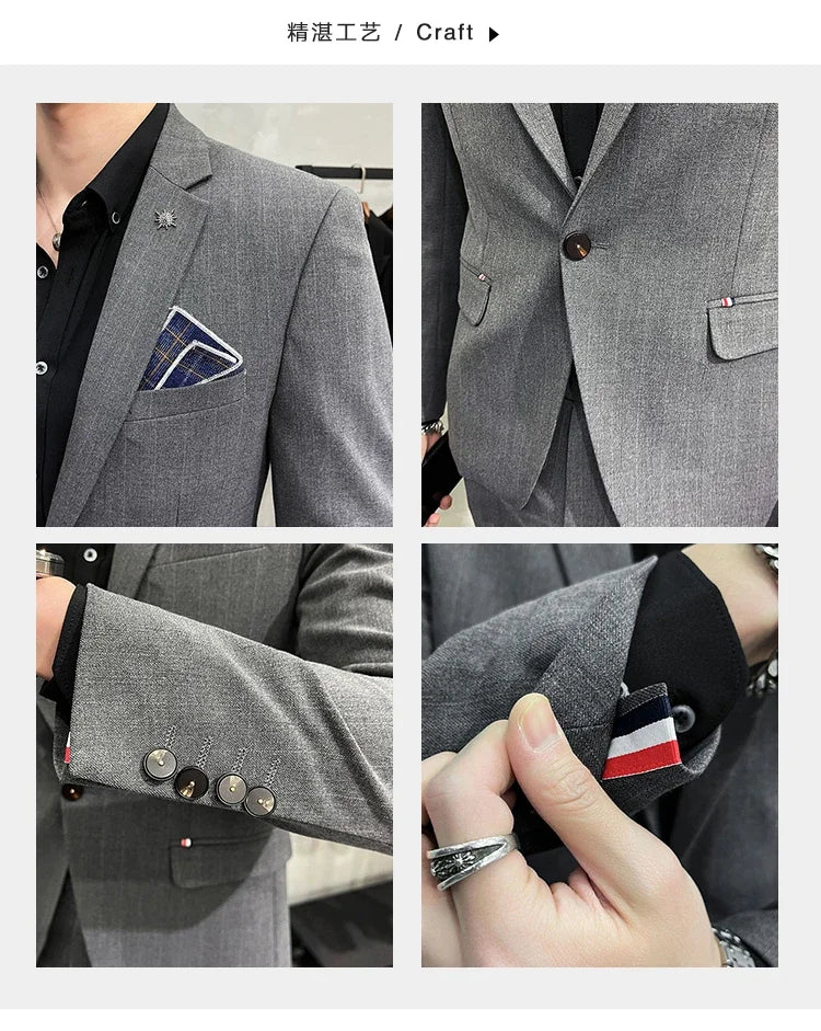 (Terno + Calças) Terno de Noivo de Duas Peças de Alta Qualidade, Casamento, Terno de Alta Qualidade, Negócios, Casual, Banquete, Tudo, Traje Homme De Luxe