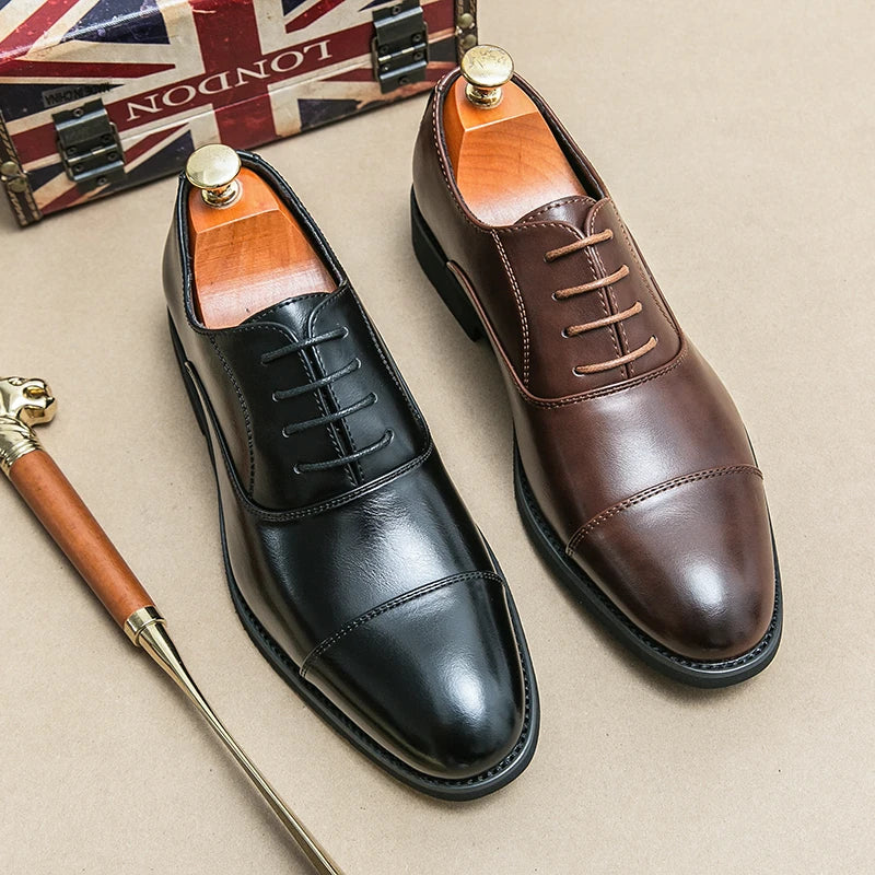 New Luxury Brand Men Leather Dress Shoes Comfortable Pointed Toe Men's Formal Shoes Black Casual Wedding Shoes