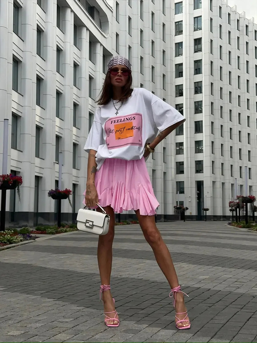 Wolfeel Verão Mini Saia Branca Cintura Alta Sexy Bonito Babados Vintage Saia Tênis Cintura Elástica Tutu Saias Curtas para Mulheres