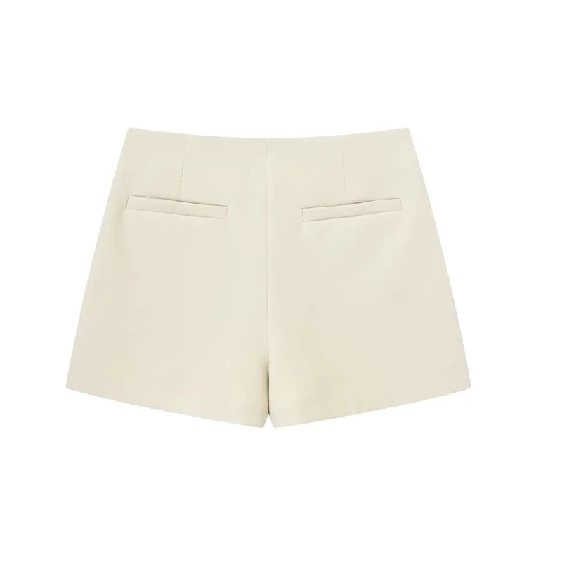 TRAF 2024 Falda pantalón asimétrica para mujer, minifalda negra de cintura alta, pantalones cortos informales tipo bermudas para mujer, faldas cortas de verano para mujer