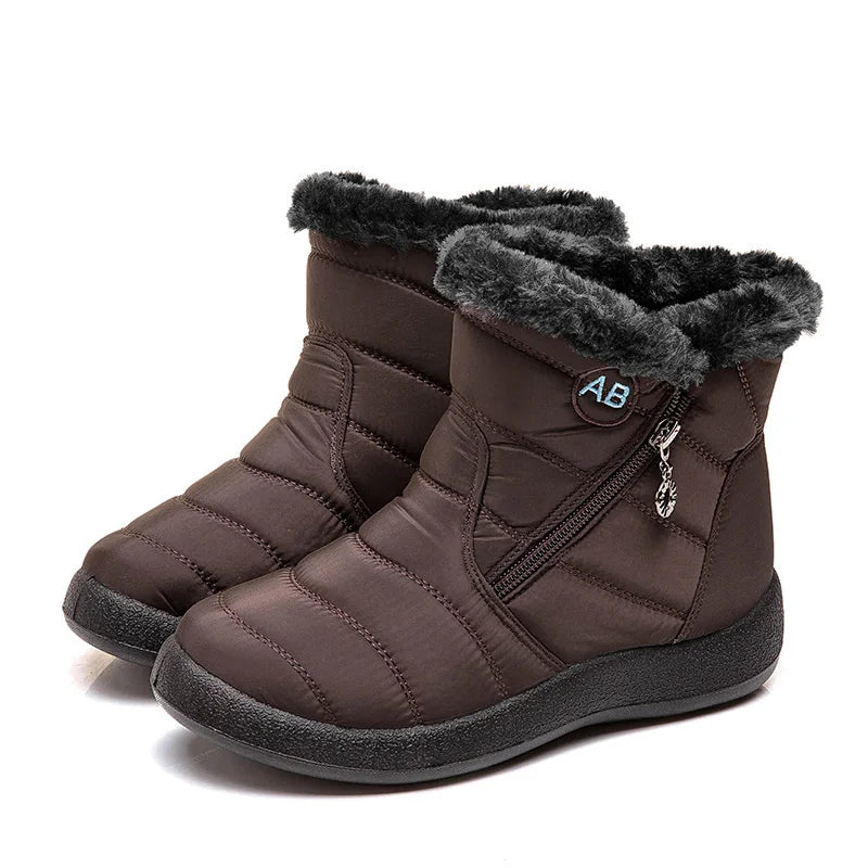 Botas de nieve para mujer, botas cómodas para mujer, zapatos impermeables para mujer, zapatos con cremallera, botas de invierno de piel suave para mujer, botas para mujer