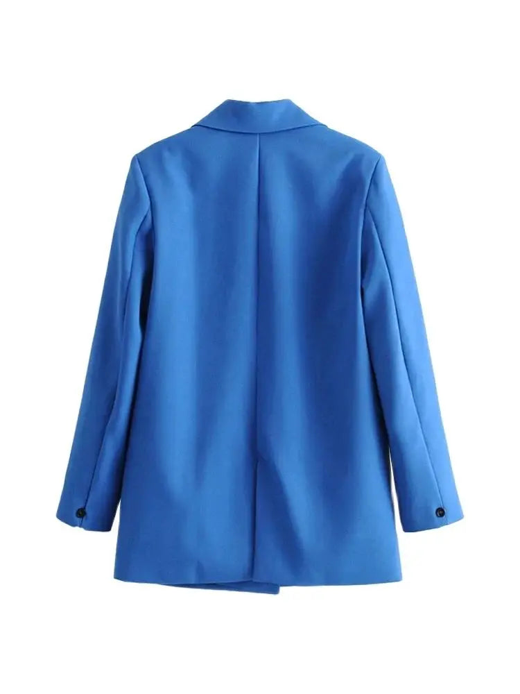 Blazer feminino chique de escritório TRZA, trespassado, vintage, casaco fashion, gola entalhada, manga comprida, agasalho feminino, tops estilosos