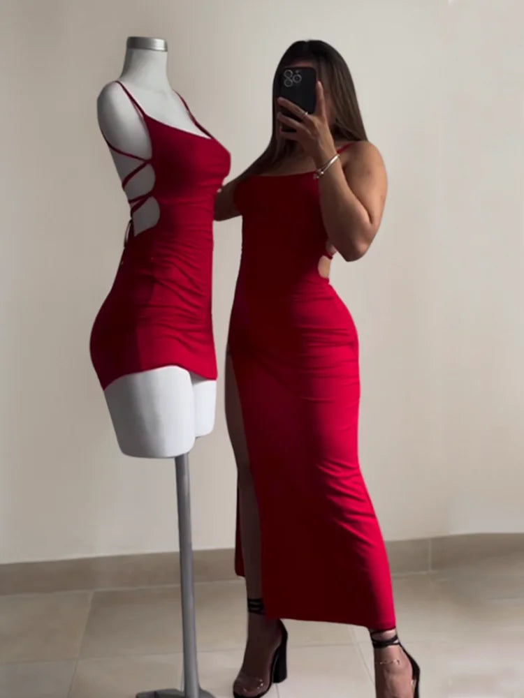 2024 explosive new dress summer high sensitivity halter strap Spice Girl bag hip dress