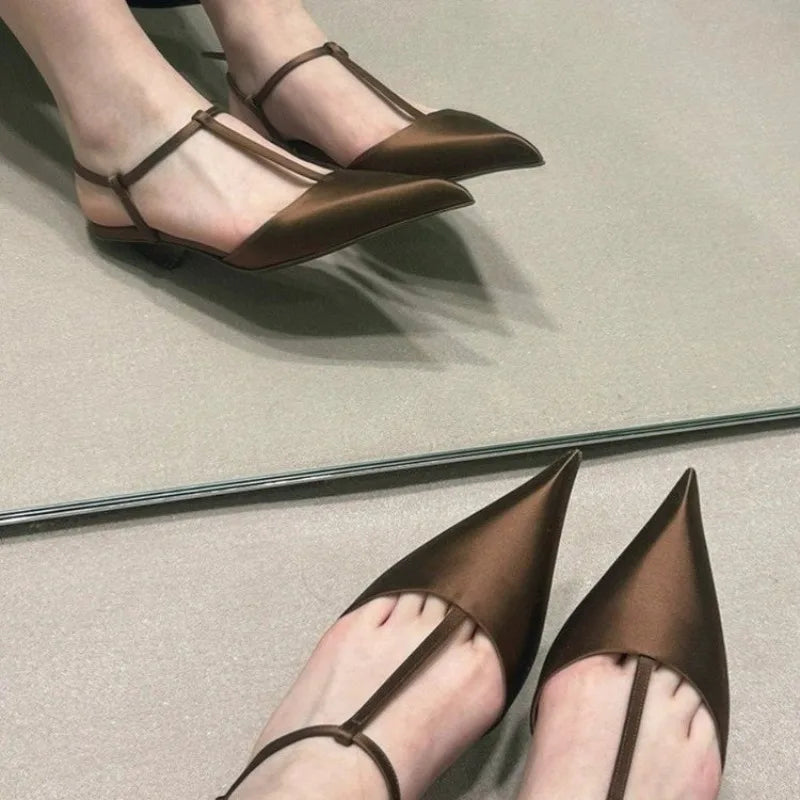 Brand Shoes for Women, Sexy Pointed Toe Women's Sandals, Comfortable, Low Heel, Fashion Sandal, Simple, Versatile, Large Size Shoes