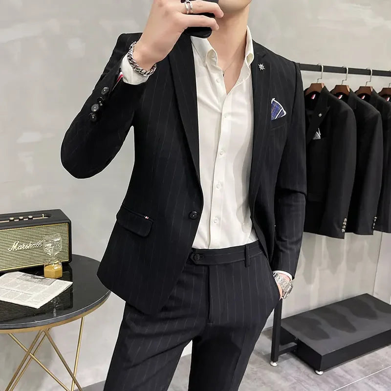 (Terno + Calças) Terno de Noivo de Duas Peças de Alta Qualidade, Casamento, Terno de Alta Qualidade, Negócios, Casual, Banquete, Tudo, Traje Homme De Luxe