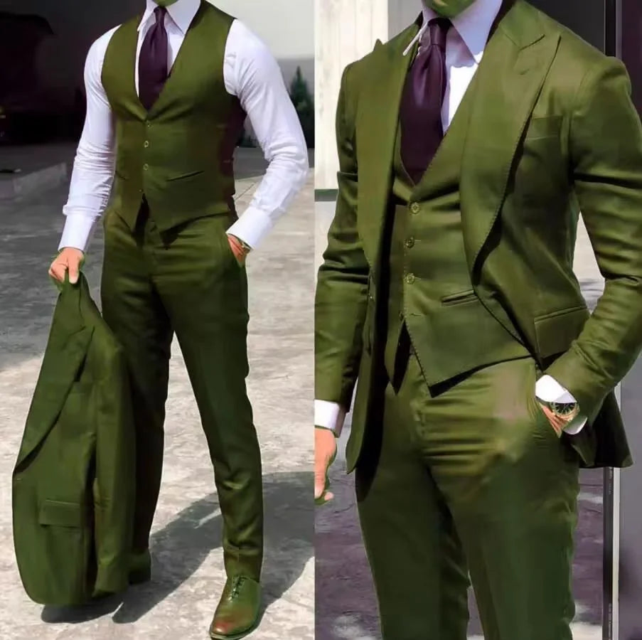 Elegant Wedding Suit Slim Fit Groom Tuxedo 3 Pieces Cheap Formal Men Suit (Jacket+Vest+Pants)