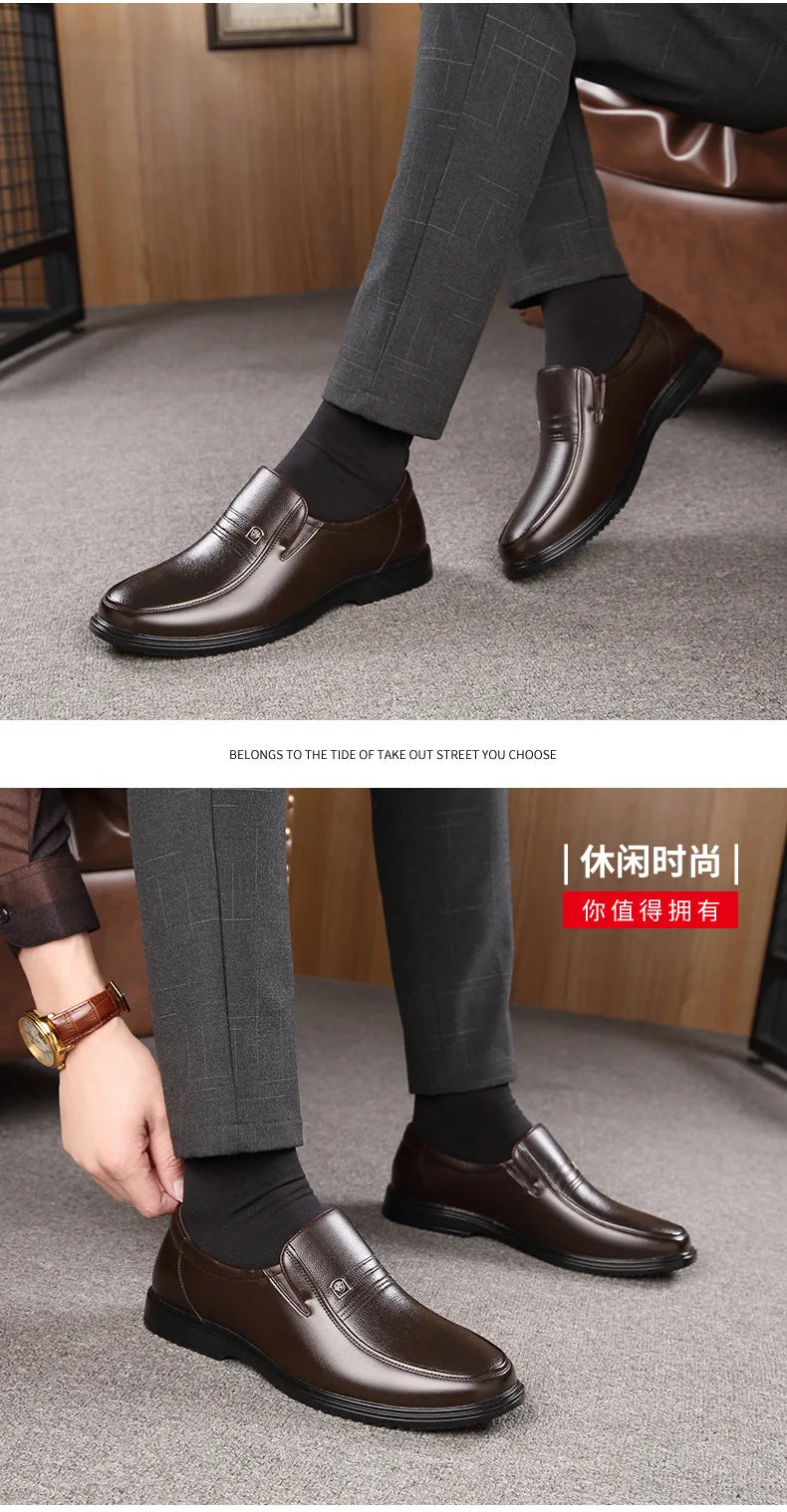 Zapatos formales de cuero de marca de lujo para hombre, mocasines transpirables sin cordones, color negro, talla grande 38-46