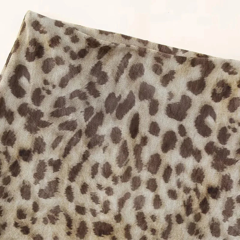 TRAF Saias Longas de Leopardo Femininas 2024 Primavera Verão Outono Elegante Festa Estampada Saias Femininas Moda Casual Escritório Saias Midi