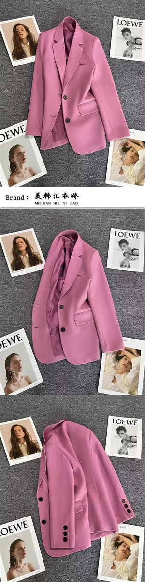 Jaqueta feminina nova na moda coreana, terno pequeno, blusa marrom, casaco, roupas soltas, retas, temperamento fino, blazer para mulheres chique