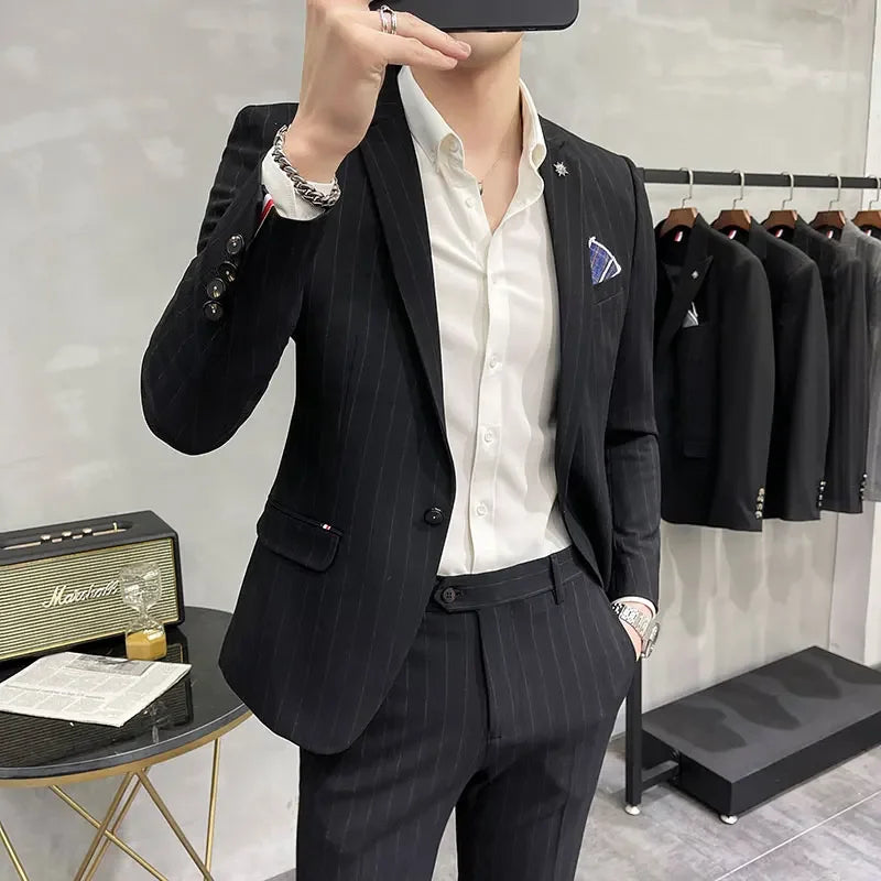 (Terno + Calças) Terno de Noivo de Duas Peças de Alta Qualidade, Casamento, Terno de Alta Qualidade, Negócios, Casual, Banquete, Tudo, Traje Homme De Luxe