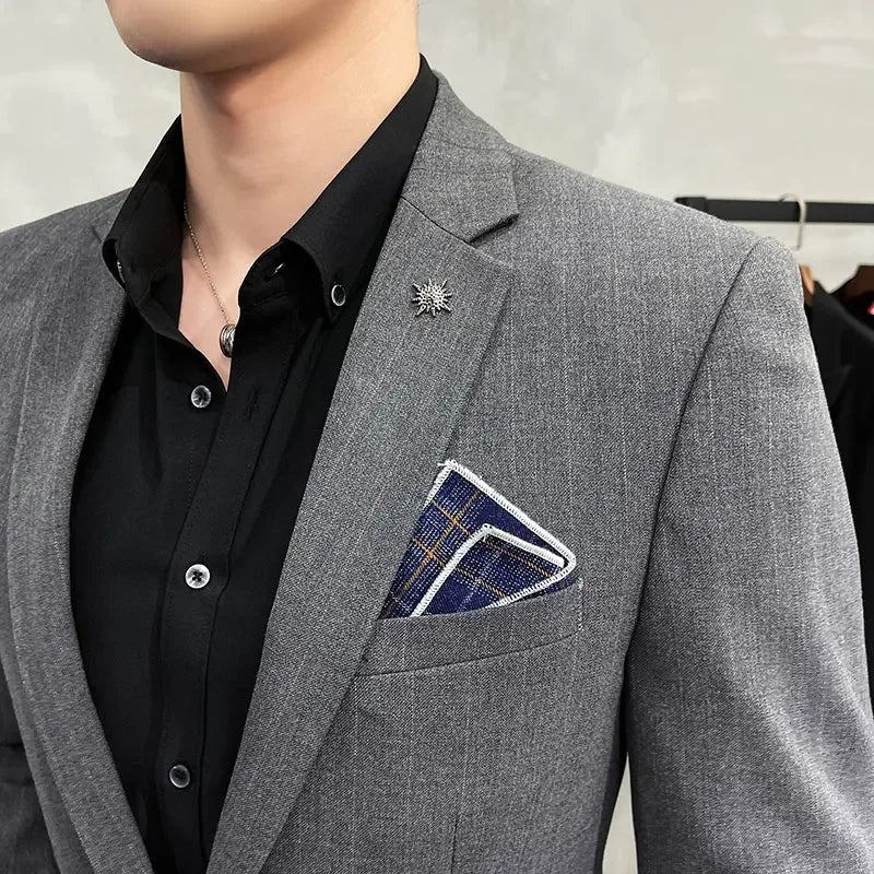 (Terno + Calças) Terno de Noivo de Duas Peças de Alta Qualidade, Casamento, Terno de Alta Qualidade, Negócios, Casual, Banquete, Tudo, Traje Homme De Luxe