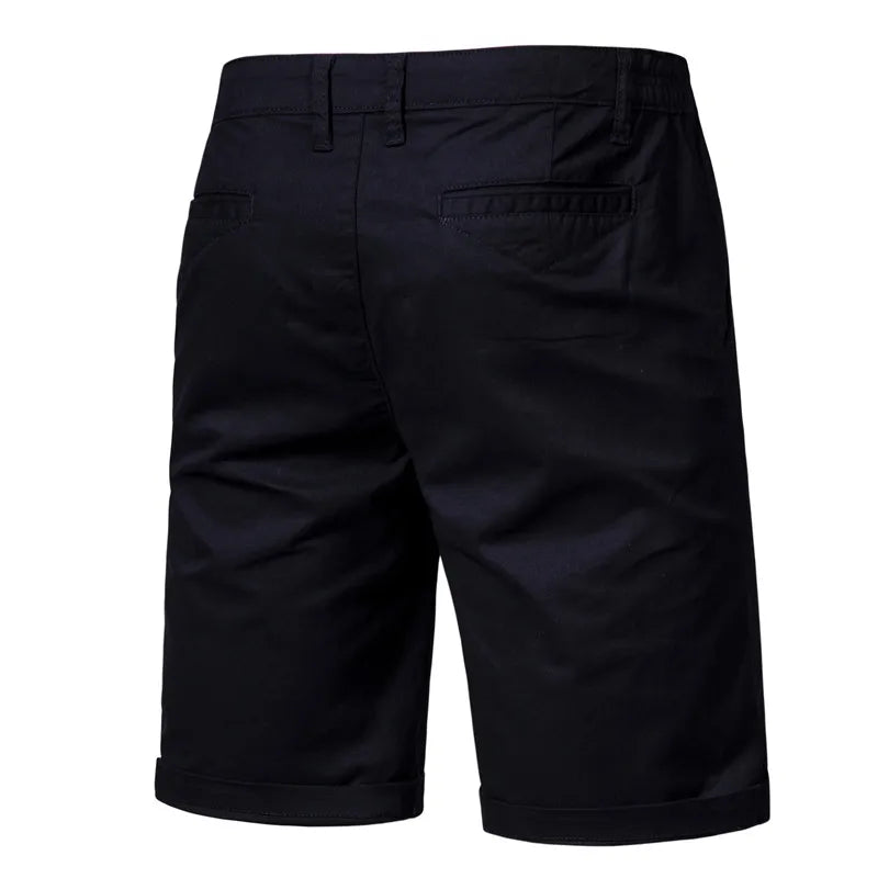 2023 Summer Men's Shorts Cotton Mid-Rise Casual Business Printed Beach Stretch Chino Shorts Classic Fit Short Homme