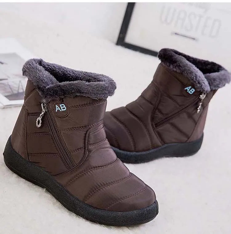 Botas de nieve para mujer, botas cómodas para mujer, zapatos impermeables para mujer, zapatos con cremallera, botas de invierno de piel suave para mujer, botas para mujer