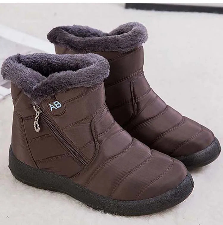 Botas de nieve para mujer, botas cómodas para mujer, zapatos impermeables para mujer, zapatos con cremallera, botas de invierno de piel suave para mujer, botas para mujer