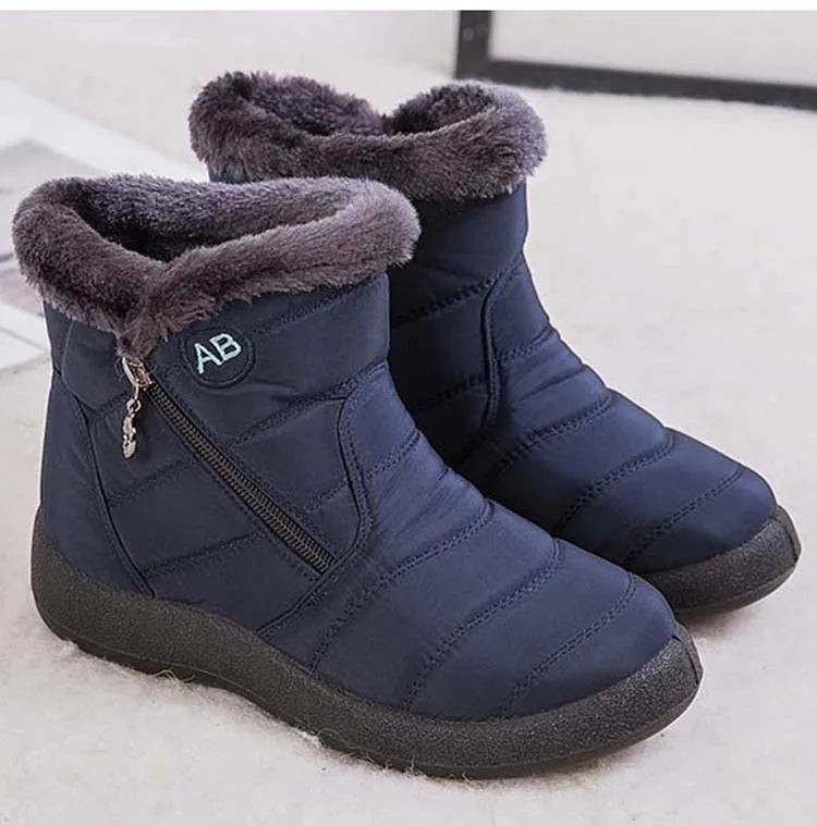 Botas de nieve para mujer, botas cómodas para mujer, zapatos impermeables para mujer, zapatos con cremallera, botas de invierno de piel suave para mujer, botas para mujer