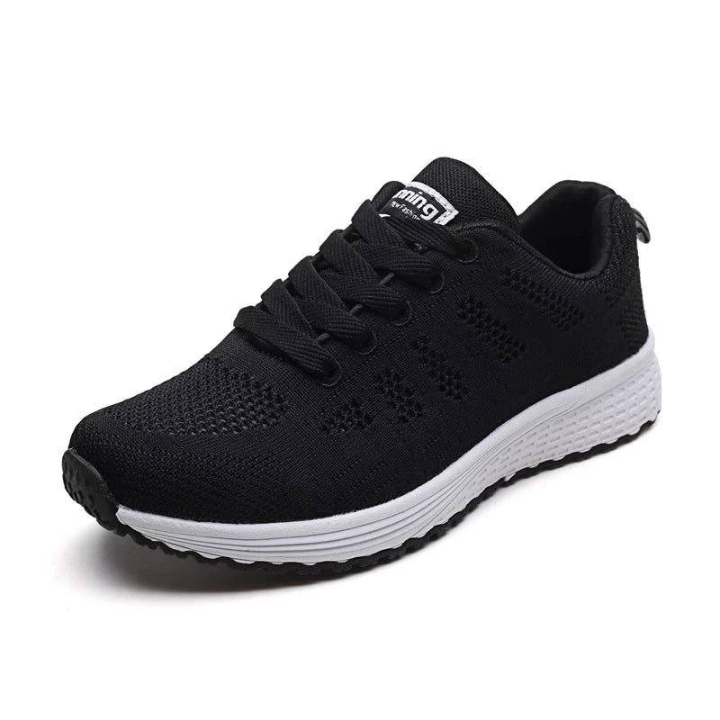 Zapatos casuales de mujer, zapatillas planas de malla transpirables a la moda para caminar, zapatillas de deporte para mujer 2021, zapatos vulcanizados para gimnasio, calzado blanco para mujer