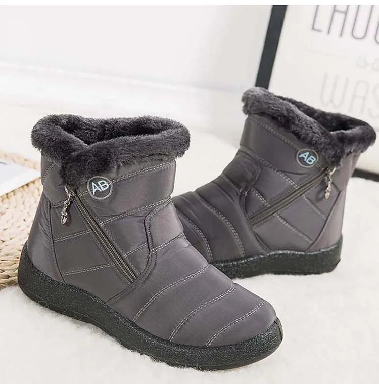 Botas de nieve para mujer, botas cómodas para mujer, zapatos impermeables para mujer, zapatos con cremallera, botas de invierno de piel suave para mujer, botas para mujer