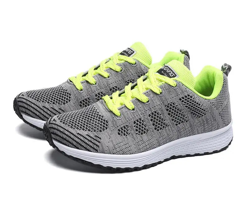Zapatos casuales de mujer, zapatillas planas de malla transpirables a la moda para caminar, zapatillas de deporte para mujer 2021, zapatos vulcanizados para gimnasio, calzado blanco para mujer