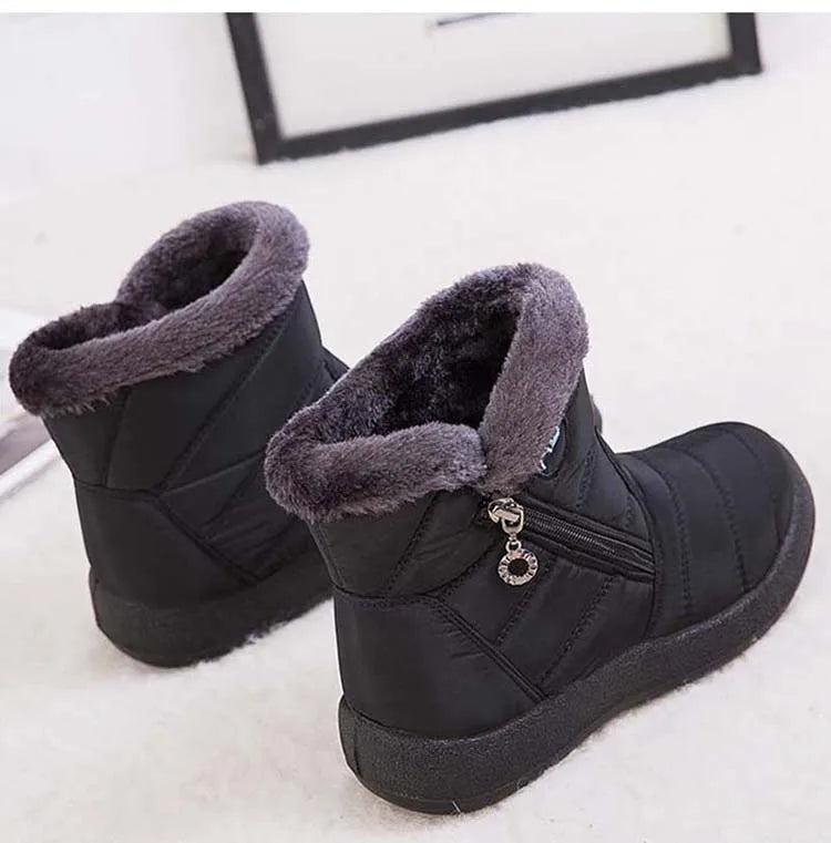 Botas de nieve para mujer, botas cómodas para mujer, zapatos impermeables para mujer, zapatos con cremallera, botas de invierno de piel suave para mujer, botas para mujer