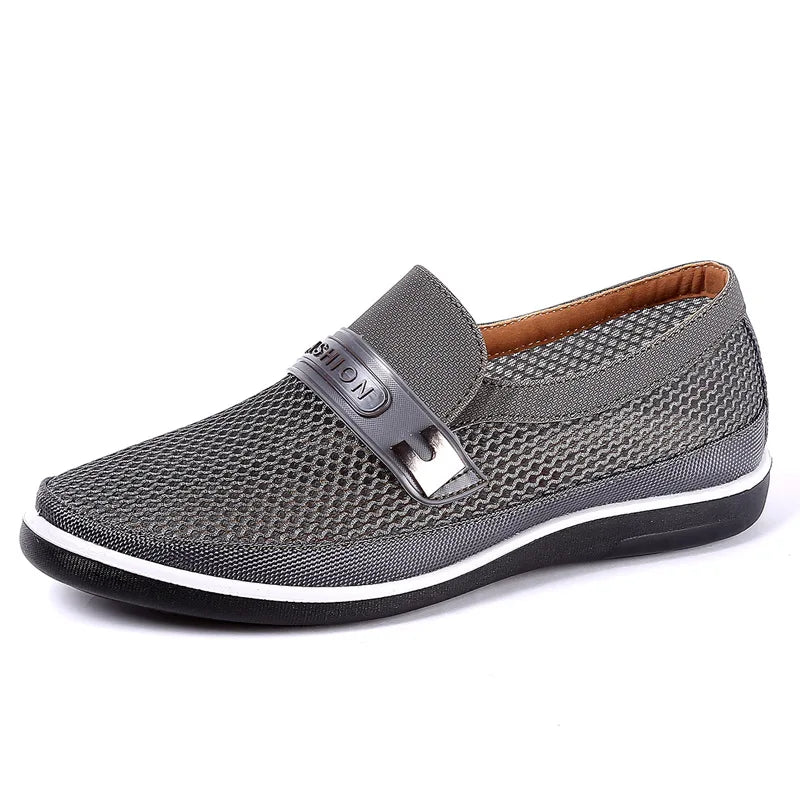 New Summer Breathable Mesh Men Shoes Lightweight Flat Casual Fashion Designer Men Loafers Beige
