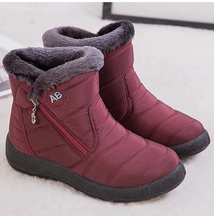 Botas de nieve para mujer, botas cómodas para mujer, zapatos impermeables para mujer, zapatos con cremallera, botas de invierno de piel suave para mujer, botas para mujer