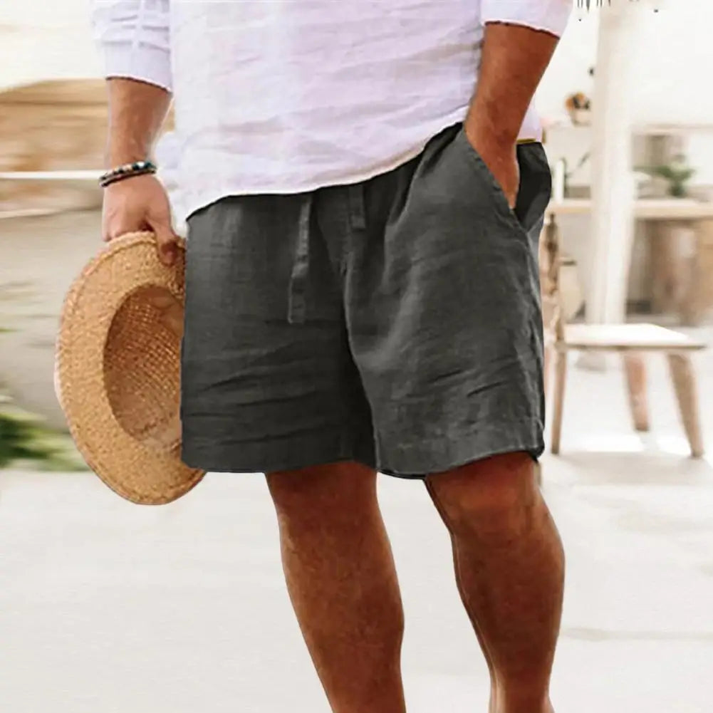 2024 New Men's Cotton Linen Shorts Summer Breathable Solid Color Fitness Short Pants Streetwear M-4xl