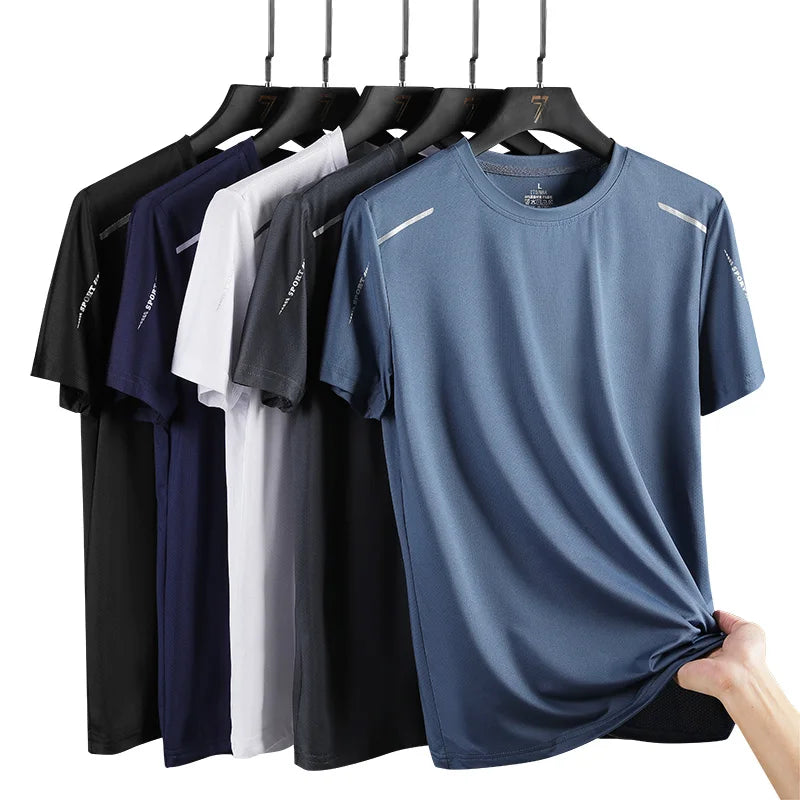 CHRLCK Camisetas de secado rápido para hombre, transpirables, para senderismo, pesca, suaves y elásticas, para deportes al aire libre, cortas, de verano