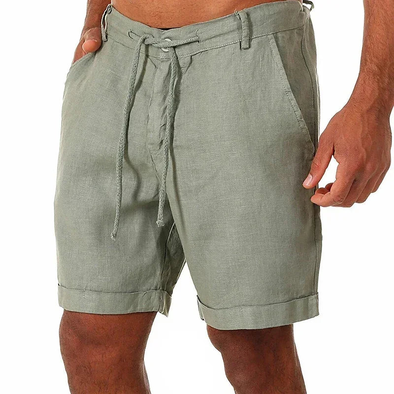 Men's Linen Casual Breathable Joggers Pants Fashion Short Trousers Street Pants Men Clothing