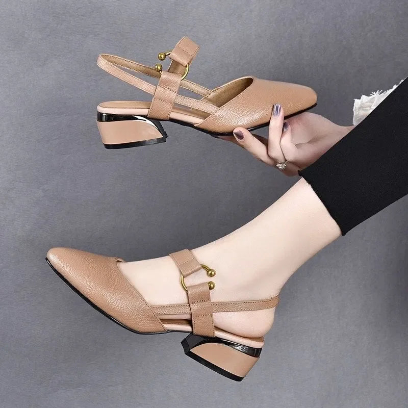 Zapatos de tacón alto para mujer, ligeros, amarillos, punta abierta, cómodos, primavera-verano, elegantes sandalias negras para casa y playa E1105