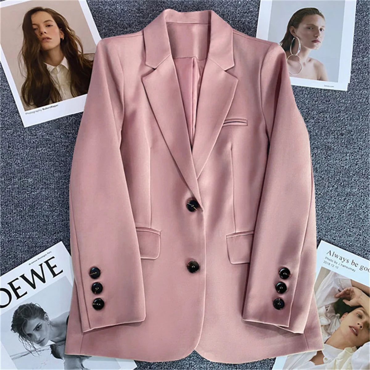 Jaqueta feminina nova na moda coreana, terno pequeno, blusa marrom, casaco, roupas soltas, retas, temperamento fino, blazer para mulheres chique